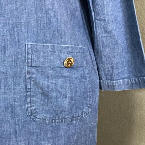 ANNE KLEIN Dress Blue Light Weight Denim Stretch Shift Pockets Pullover Classic - Picture 4 of 11